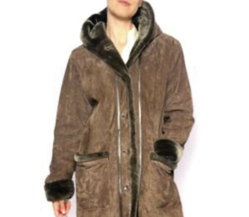 Fritz Wright Vintage Suede Overcoat W/Hood Wimsigoth Penny Lane Earthy Boho Exlg